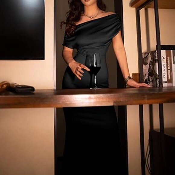 Womens Elegant Sleeveless Off Shoulder Bodycon Long Formal Party Evening Dress L - Picture 6 of 8